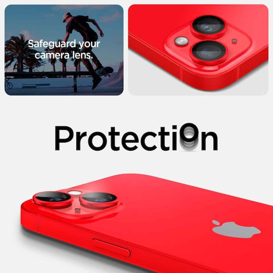 Spigen Optik Pro EZ Fit Camera Protection Tempered Glass Red for the iPhone 14 / 14 Plus