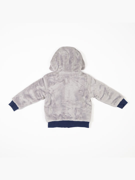 Kinder-Sweatshirtjacke Fleece mit Kapuze Gray
