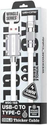 WK WDC-186 USB 2.0 Cable USB Type-C Male to USB-A White 1m
