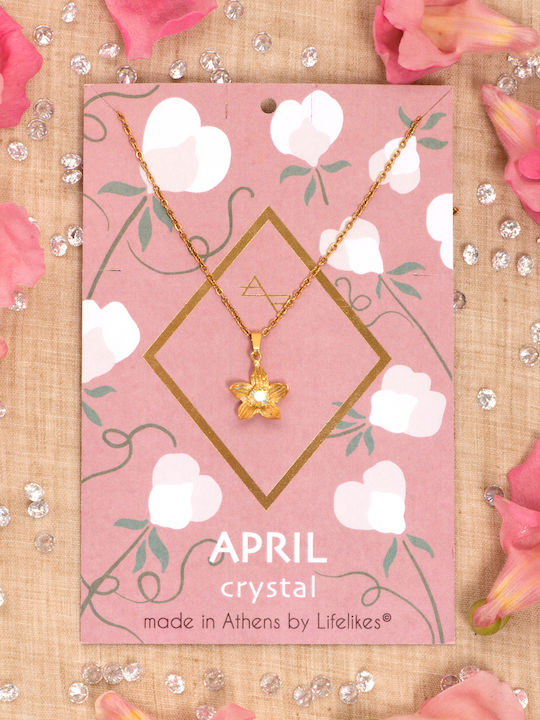LifeLikes Birthstone April cu design Floare Placat cu aur cu Diamant