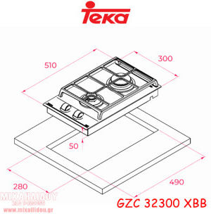 Teka Domino Gas Cooktop Autonomous 30x51εκ.