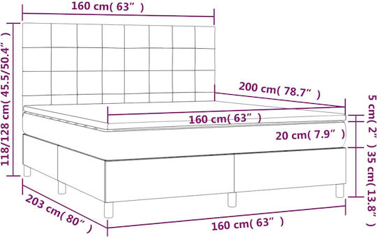 Bett Übergröße Mit Stoff bezogen Dark Gray mit Latten & Matratze 160x200cm