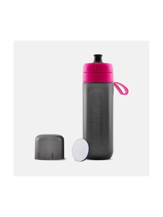 Brita Fill & Go Active Plastic Water Bottle with Mouthpiece and Filter 600ml Black Pink