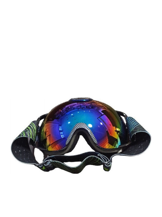 Μάσκα Σκι & Snowboard Ενηλίκων Μαύρη με Φακό Καθρέπτη σε Πορτοκαλί Χρώμα