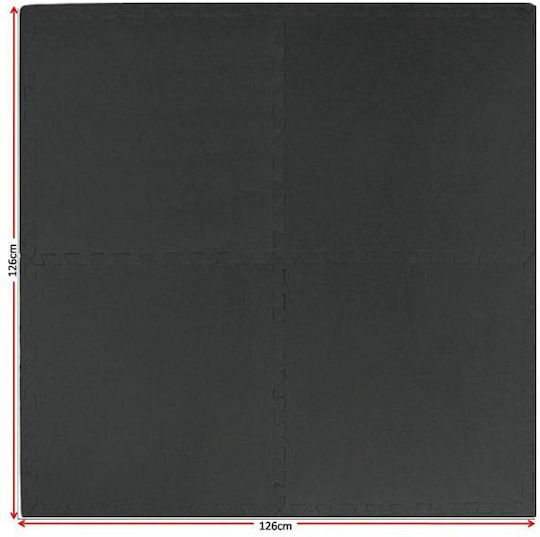 Optimum Gym Puzzle Mats Black 62x62x1.2cm 4 Pieces