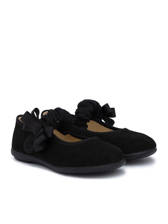 Kids Ballerinas with Hoop & Loop Closure Black