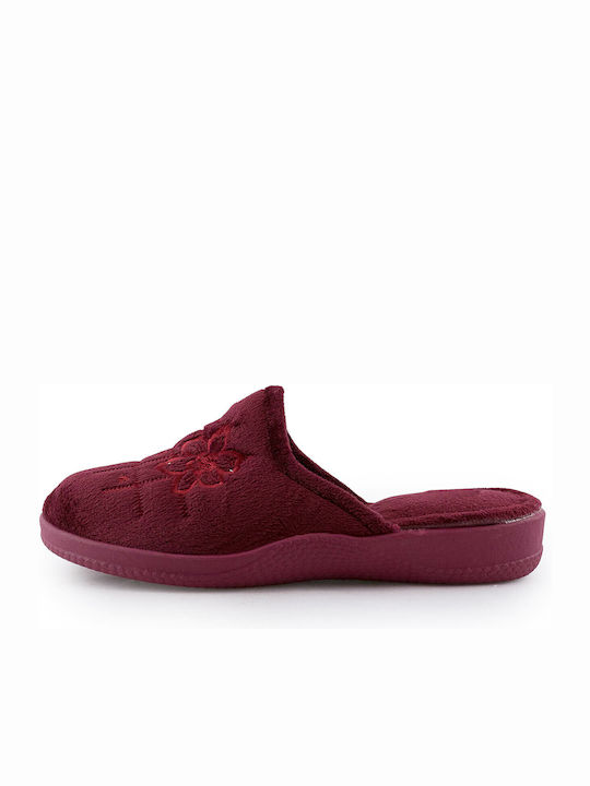 Love4shoes Papuci de casă pentru femei de iarnă în Burgundy culoare