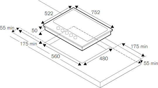 Bertazzoni Εστία Υγραερίου Αυτόνομη 75.2x52.2εκ. Μπεζ