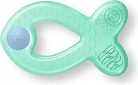 Nuk Fish Inel de dentiție cu gel din silicon pentru 3 m+ Verde/Roz