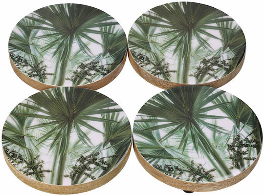 Zaros Rotund Suporturi pentru pahare Lemn Verde 10cm 4buc Zaros Rotund Suporturi pentru pahare Lemn Verde 10cm 4buc