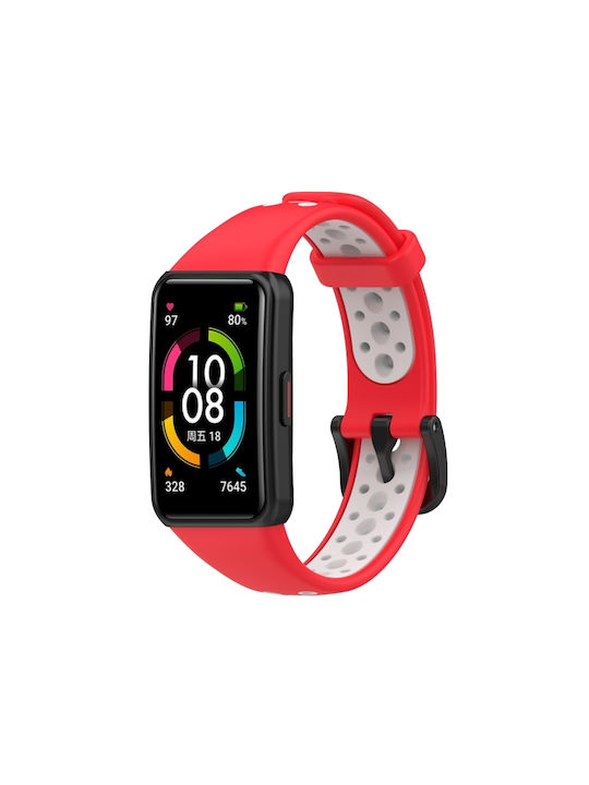 Dual Color Armband Silikon Red / White (/ Huawei Band 6)