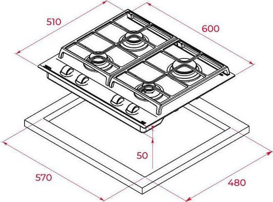 Teka Gas Cooktop Autonomous 60x51εκ.