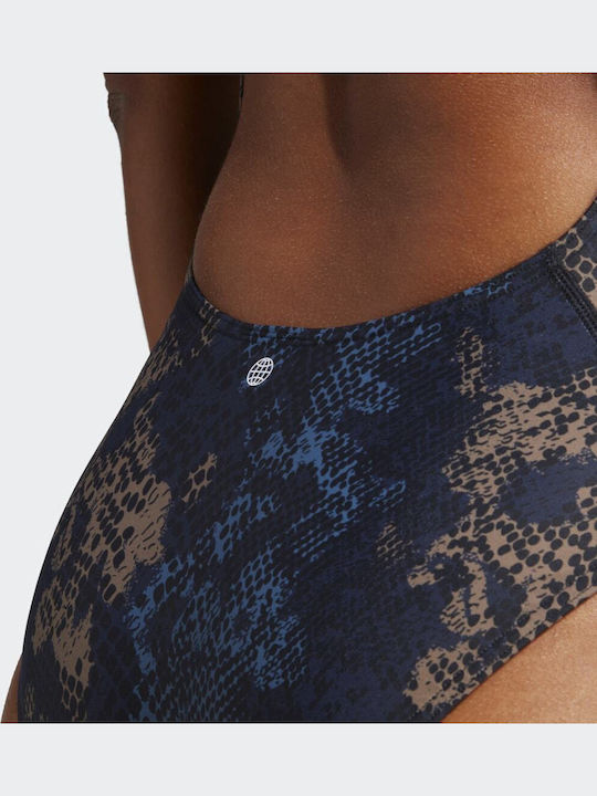 3-Stripes Sport Badeanzug Animal Print Grau