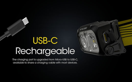 NiteCore Επαναφορτιζόμενος Φακός Κεφαλής LED IP66 με Μέγιστη Φωτεινότητα 360lm NU25