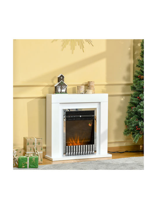 HomCom Επιδαπέδιο Ηλεκτρικό Τζάκι 2000W 79x77.5cm Λευκό