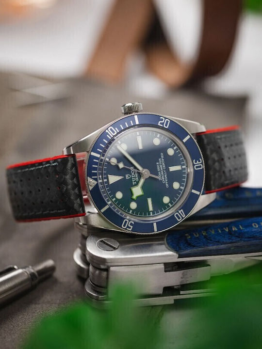 Hirsch Καουτσούκ Λουράκι Μαύρο 22mm