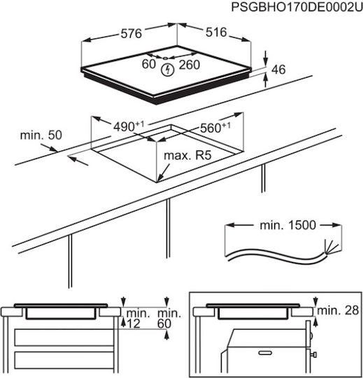 AEG 3000 Induction Cooktop With Frame Autonomous with Child Lock Function 57.6x51.6εκ.