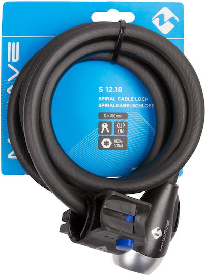 M-Wave S 12.18 Bicycle Cable Lock with Key Black