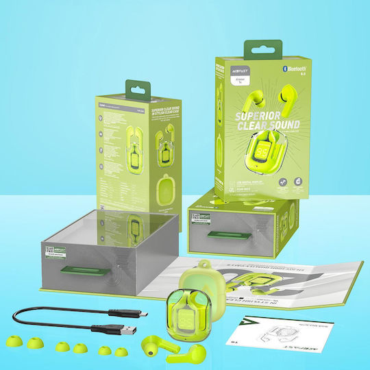 Acefast T6 In-ear Bluetooth Handsfree Căști cu Rezistență la Transpirație și Carcasă de Încărcare Youth Green