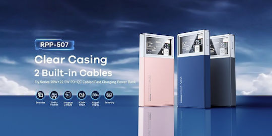 Remax RPP-507 Fly Power Bank 10000mAh 22.5W mit USB-A Ausgangsanschlüsse und USB-C Ausgangsanschlüsse Rosa