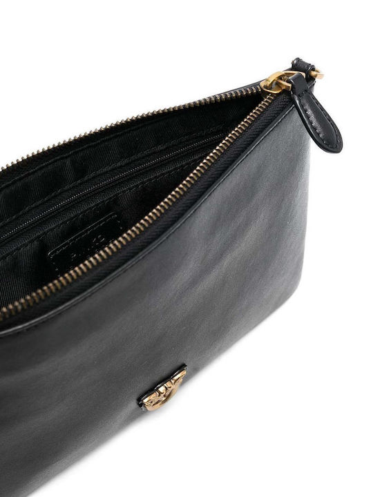 Leder Damentasche Schultertasche Schwarz