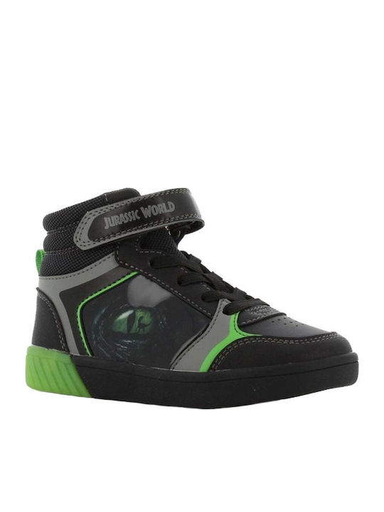 Jurassic World Παιδικά Sneakers High με Σκρατς & Φωτάκια Μαύρα