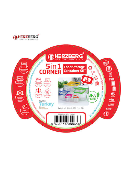 Herzberg Lunchbox Kunststoff Mehrfarbig 5Stück