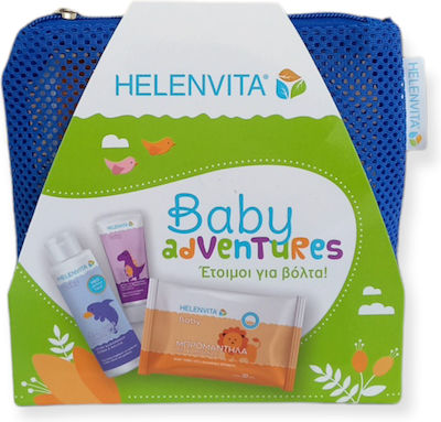 Helenvita Promo Baby Adventures Care Set Red Baby All Over Cleanser 100ml & Baby Nappy Rash Cream 20ml & Baby Wipes 20pcs & Toiletry Bag 4pcs