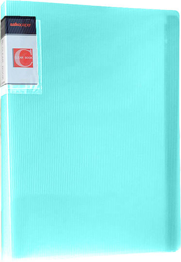 Salko Paper Clipboard Flexible with 60 plastic sleeves Slides for Paper A4 Turquoise Neon 1pcs