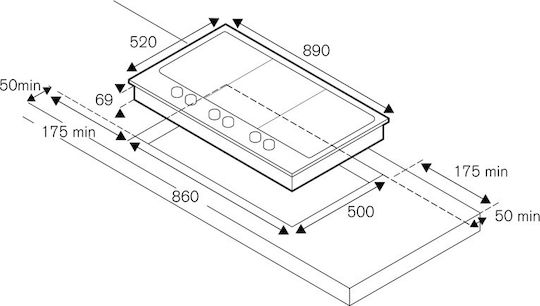 Bertazzoni Εστία Υγραερίου Αυτόνομη Inox 89x52εκ. Ασημί