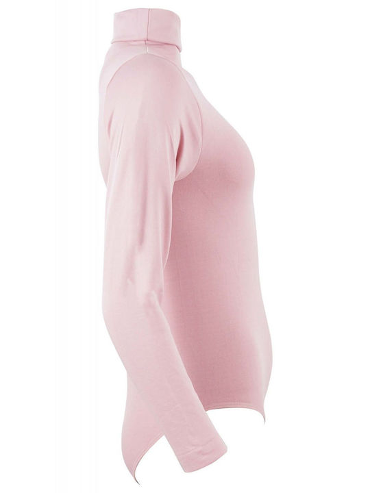 Costum elastic pentru femei cu guler înalt. ROZ