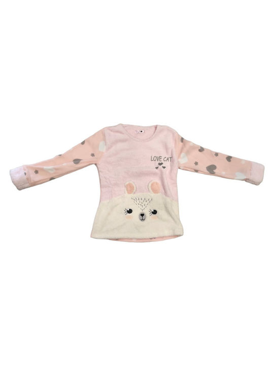 WOMEN'S PAJAMA FLEECE LOVE CAT PINK