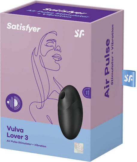 Satisfyer Vulva Lover 3 Аспиратор Вагина с вибрация Въздушен импулсен стимулатор и вибратор Black 1бр