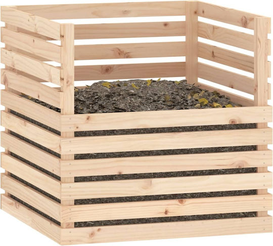 822187 Wooden Open Type Composter Brown 80x80x78cm of Solid Pine Wood