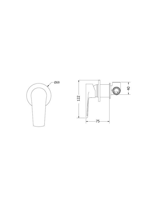Viospiral Optima II Built-in Faucet Mixer for for Bathroom Sink 1 Exit Total Black