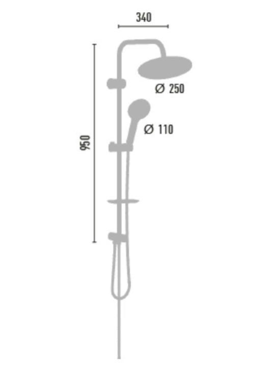 DuscheLine Icon Chromefull Duschsäule mit Wannenbatterie Silber