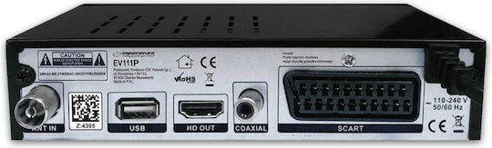 Esperanza EV111P EV111P Ψηφιακός Δέκτης Mpeg-4 HD (720p) Σύνδεσεις SCART / HDMI / USB