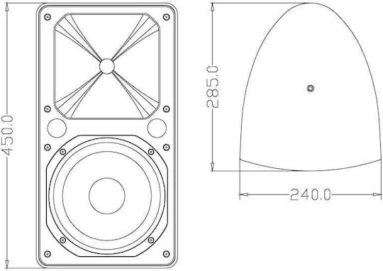 GloboStar FDB ES108BT Παθητικό Επιτοίχιο Ηχείο 300W (Τεμάχιο) Μαύρο