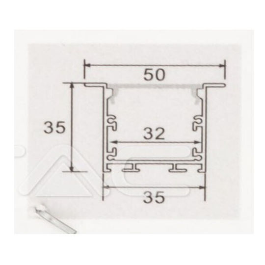 V-TAC Gemauert Aluminiumprofil für LED-Streifen mit Opal Abdeckung 200x5x3.5cm