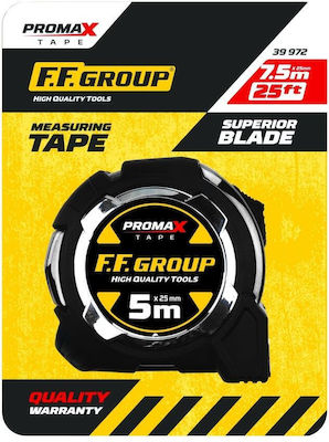 F.F. Group Promax Tape Measure with Auto-Rewind 25mm x 7.5m