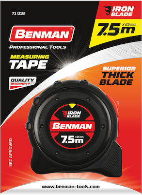 Benman Maßband mit automatischem Rücklauf 19mm x 5m