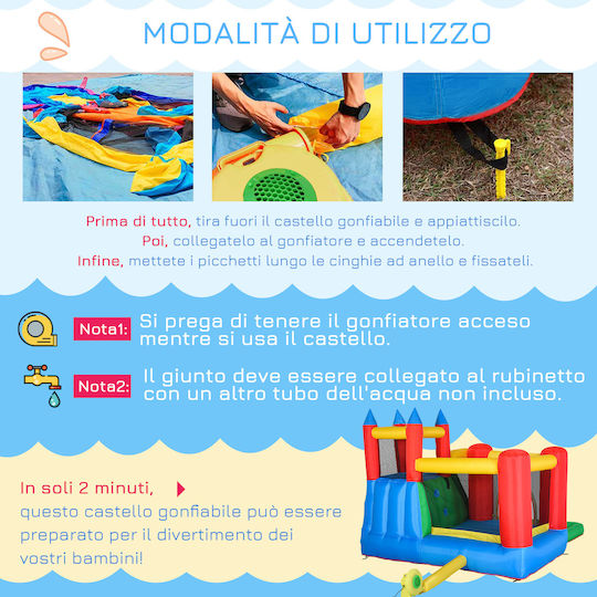 Outsunny Φουσκωτό Fun Castle Κάστρο με Τραμπολίνο & Τσουλήθρα για 3-8 Ετών
