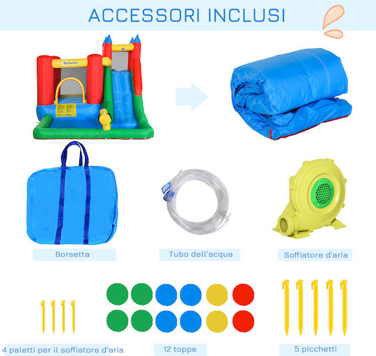 Outsunny Φουσκωτό Fun Castle Κάστρο με Τραμπολίνο & Τσουλήθρα για 3-8 Ετών