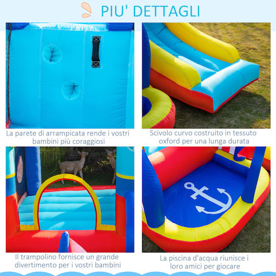 Outsunny Inflatable Bouncy Time Castle with Trampoline and Slide for 3-8 Years