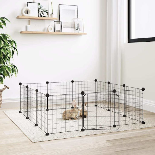 vidaXL Rodent Cage Pet Cage with 12 Panels + Black Door 4.3cm 35x35x