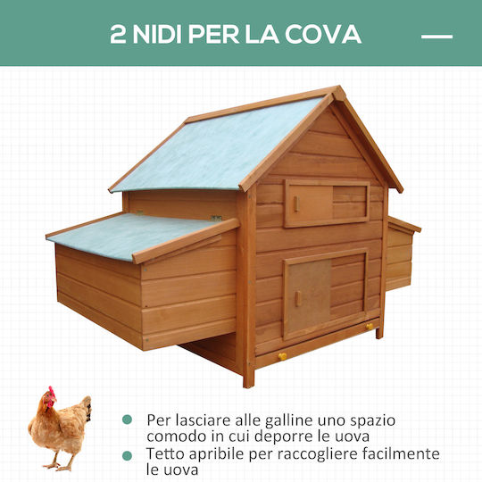 Pawhut Wooden Poultry Coop 2-Level L1.6 x W1.07 x H0.98m