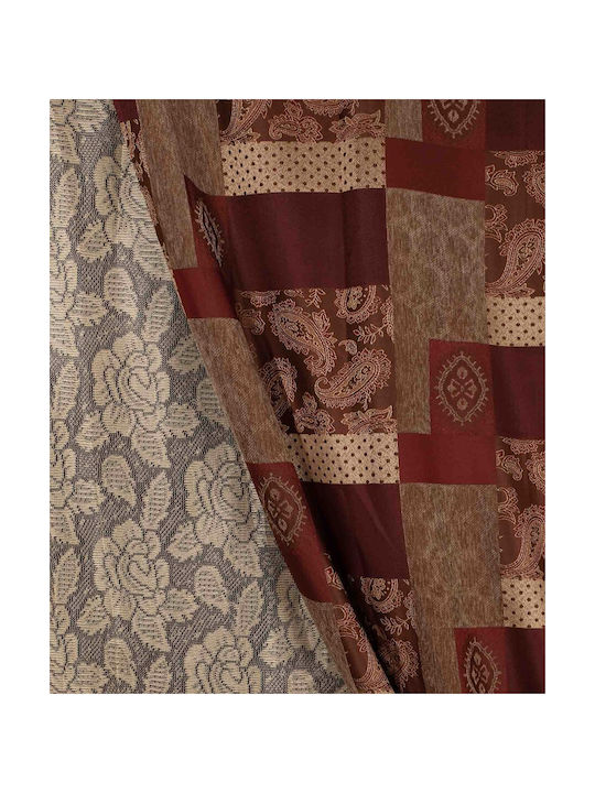 Silk Fashion Curtain with Tunnel Eleni Burgundy 150x280cm