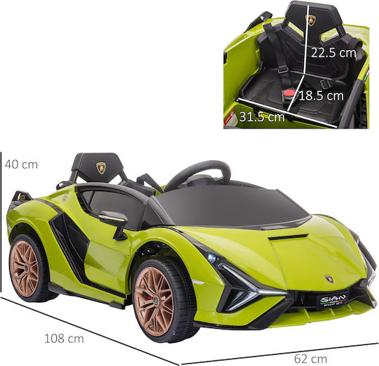Lamborghini Едноместна с Дистанционно Управление Лицензиран 12 Волта Зеленa