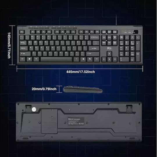 Riitek RK907 Πληκτρολόγιο Αγγλικό US