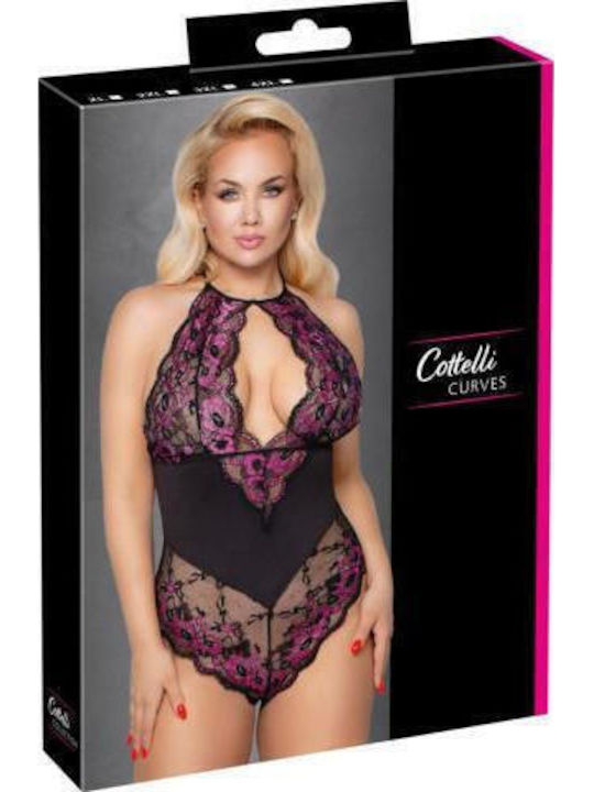 Cottelli Collection Bodysuit Sexy Marimi Mari Cu Transparență Și Dantelă Bodysuit Din Dantelă Negru